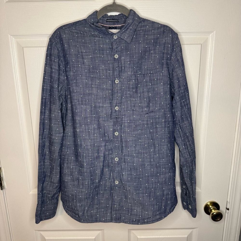 Denim & Flower Slim Fit Chambray Casual Button Down Shirt Size Medium GUC